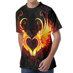 Fire Angel Wings Print Men's Velvet T-Shirt