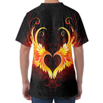Fire Angel Wings Print Men's Velvet T-Shirt