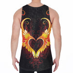 Fire Angel Wings Print Men's Velvet Tank Top