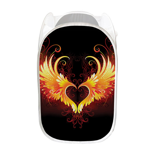 Fire Angel Wings Print Mesh Laundry Hamper