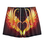 Fire Angel Wings Print Mesh Shorts