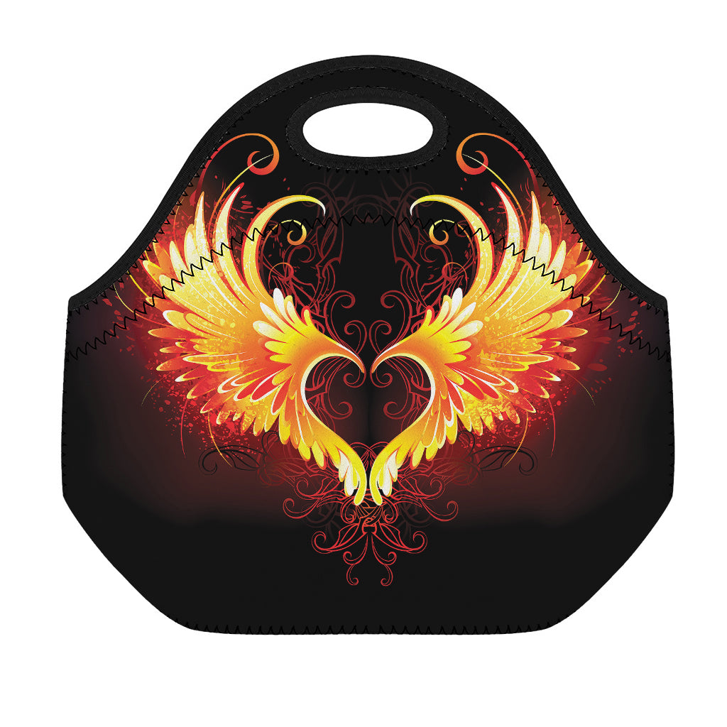 Fire Angel Wings Print Neoprene Lunch Bag