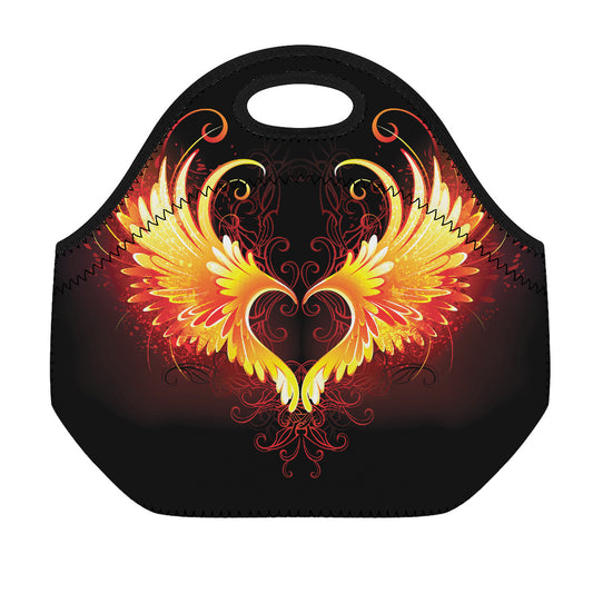 Fire Angel Wings Print Neoprene Lunch Bag