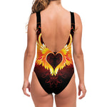 Fire Angel Wings Print One Piece Swimsuit