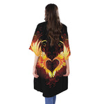Fire Angel Wings Print Open Front Beach Cover Up