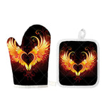 Fire Angel Wings Print Oven Mitt And Pot Holder Set