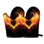 Fire Angel Wings Print Oven Mitts