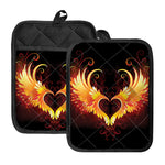 Fire Angel Wings Print Pot Holders With Pocket