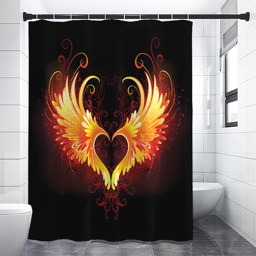 Fire Angel Wings Print Premium Shower Curtain
