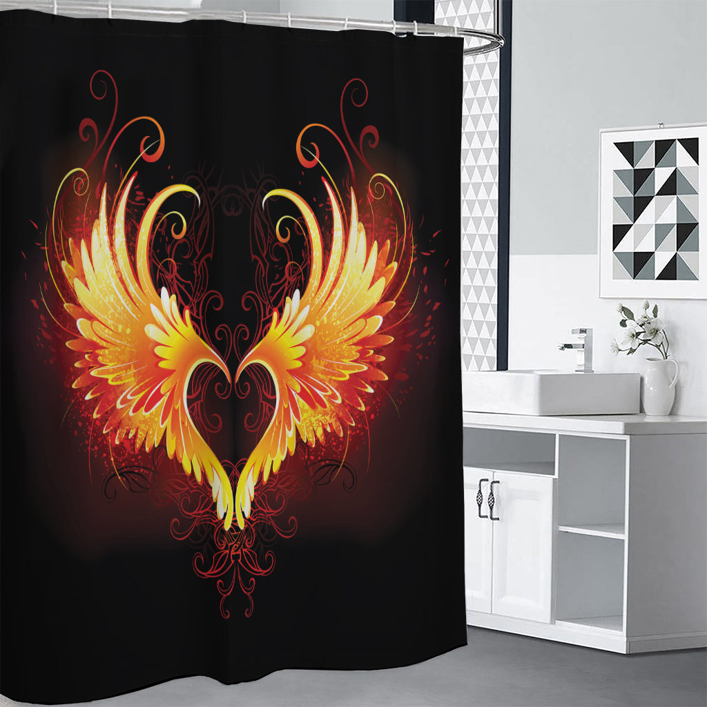 Fire Angel Wings Print Premium Shower Curtain