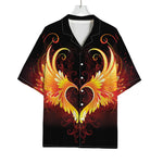 Fire Angel Wings Print Rayon Hawaiian Shirt
