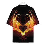 Fire Angel Wings Print Rayon Hawaiian Shirt