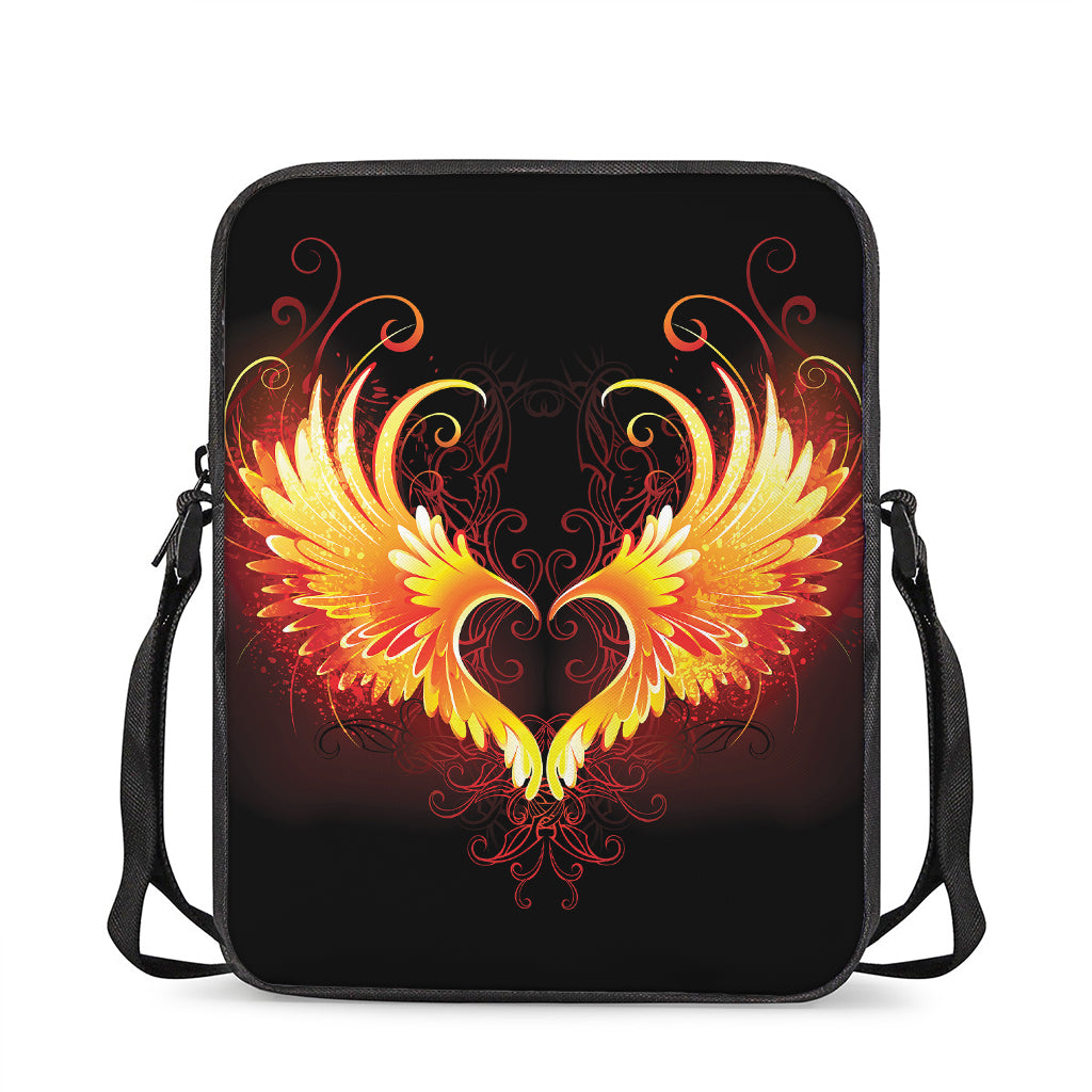 Fire Angel Wings Print Rectangular Crossbody Bag
