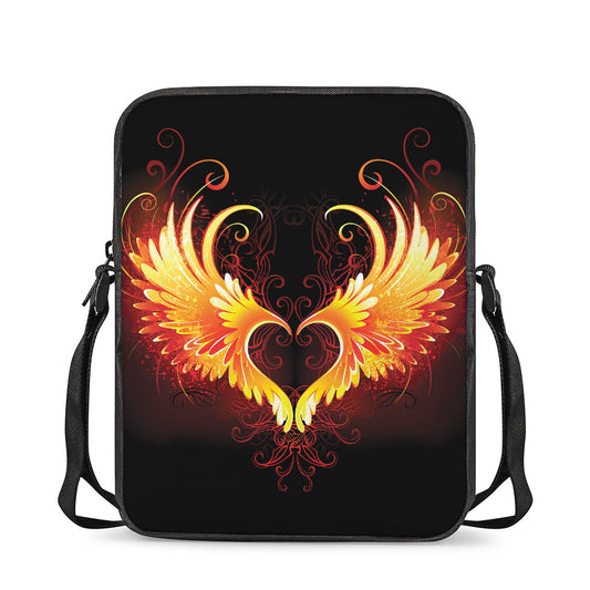 Fire Angel Wings Print Rectangular Crossbody Bag