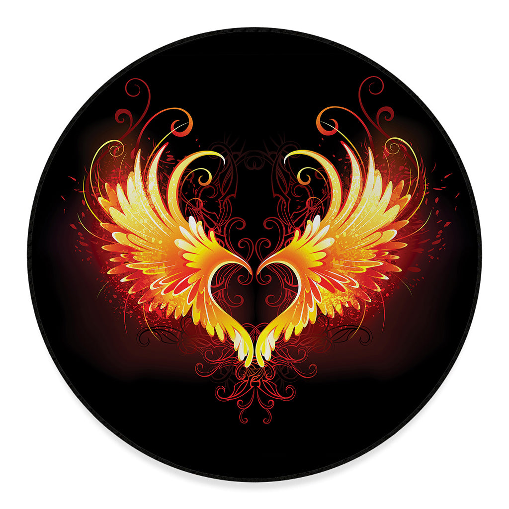 Fire Angel Wings Print Round Floor Mat