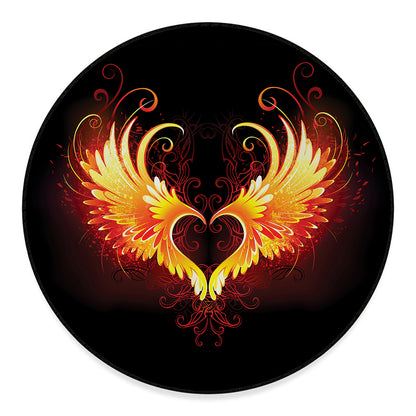 Fire Angel Wings Print Round Floor Mat