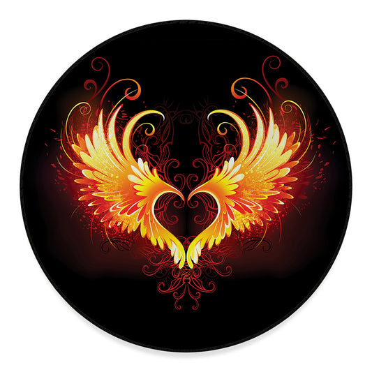 Fire Angel Wings Print Round Floor Mat