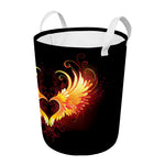 Fire Angel Wings Print Round Laundry Basket