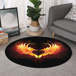 Fire Angel Wings Print Round Rug
