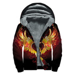 Fire Angel Wings Print Sherpa Lined Zip Up Hoodie