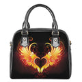 Fire Angel Wings Print Shoulder Handbag