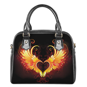 Fire Angel Wings Print Shoulder Handbag