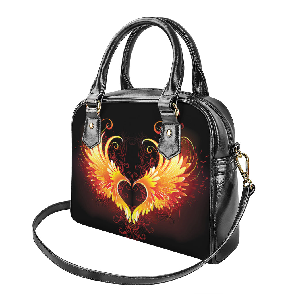 Fire Angel Wings Print Shoulder Handbag