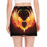 Fire Angel Wings Print Side Slit Mini Skirt