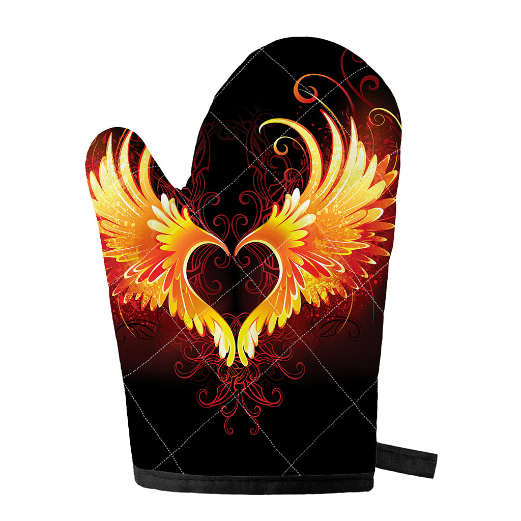 Fire Angel Wings Print Single Oven Mitt