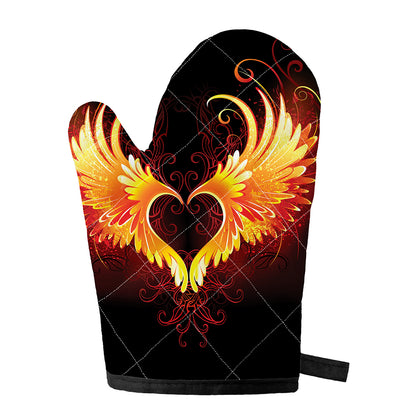 Fire Angel Wings Print Single Oven Mitt