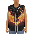 Fire Angel Wings Print Sleeveless Baseball Jersey