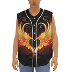 Fire Angel Wings Print Sleeveless Baseball Jersey
