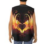 Fire Angel Wings Print Sleeveless Baseball Jersey