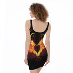 Fire Angel Wings Print Sleeveless Bodycon Dress