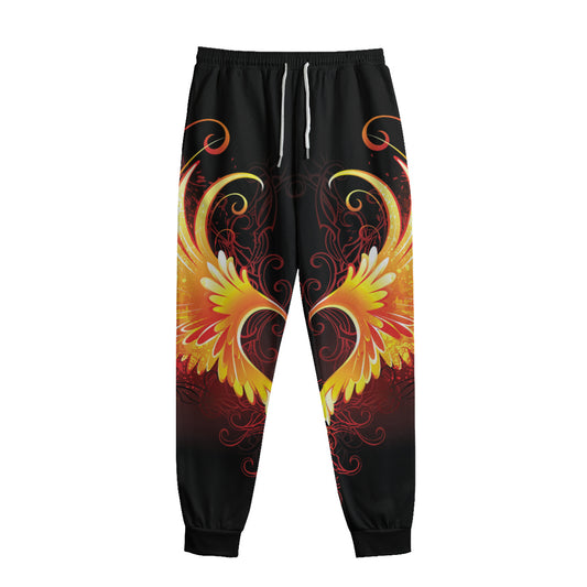 Fire Angel Wings Print Sweatpants