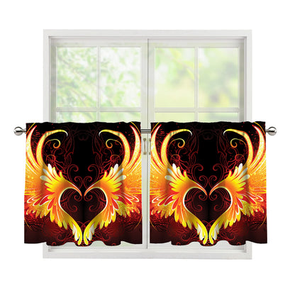 Fire Angel Wings Print Tier Curtains