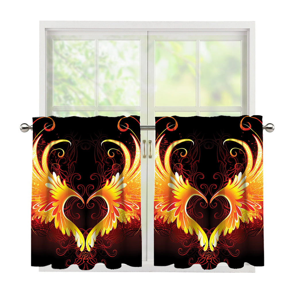 Fire Angel Wings Print Tier Curtains