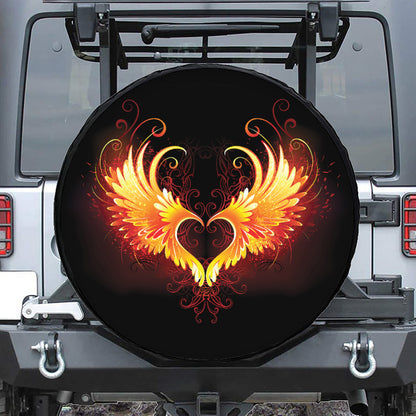 Fire Angel Wings Print Tire Cover