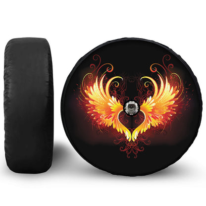 Fire Angel Wings Print Tire Cover With Camera Hole