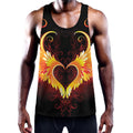 Fire Angel Wings Print Men's Workout Tank Top