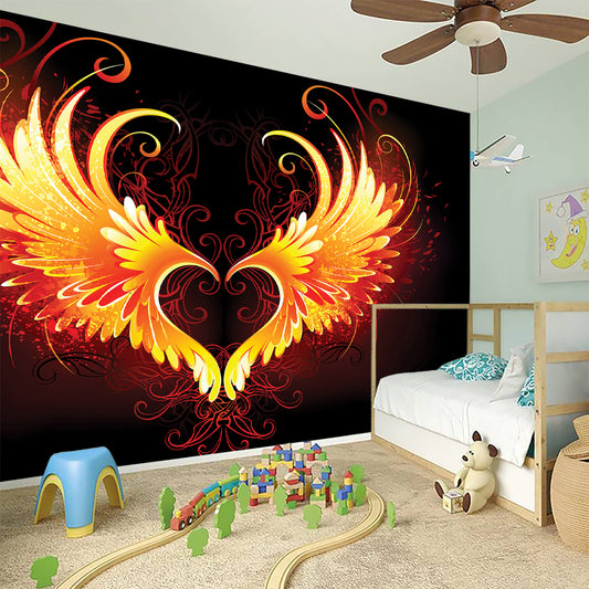 Fire Angel Wings Print Wall Sticker