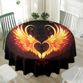 Fire Angel Wings Print Waterproof Round Tablecloth
