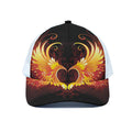 Fire Angel Wings Print White Mesh Trucker Hat