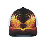 Fire Angel Wings Print White Mesh Trucker Cap