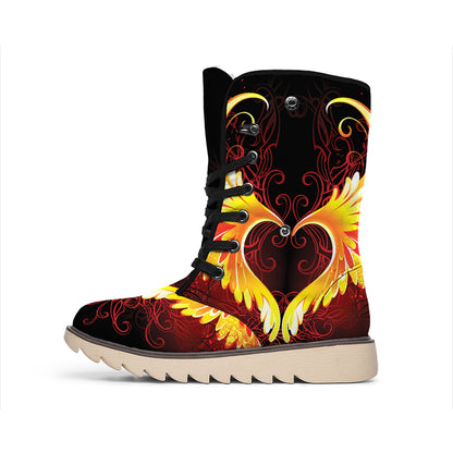 Fire Angel Wings Print Winter Boots