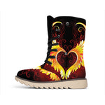 Fire Angel Wings Print Winter Boots