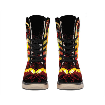 Fire Angel Wings Print Winter Boots