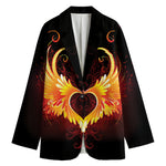 Fire Angel Wings Print Women's Blazer