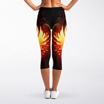 Fire Angel Wings Print Women's Capri Leggings
