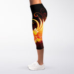 Fire Angel Wings Print Women's Capri Leggings